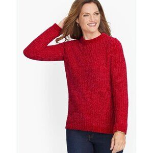 Talbots Red Chenille Crewneck Knit Sweater Women’s Petite Medium EUC